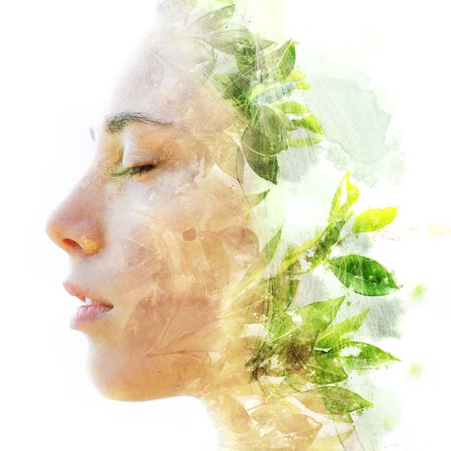 A calm, peaceful woman representing gentle support